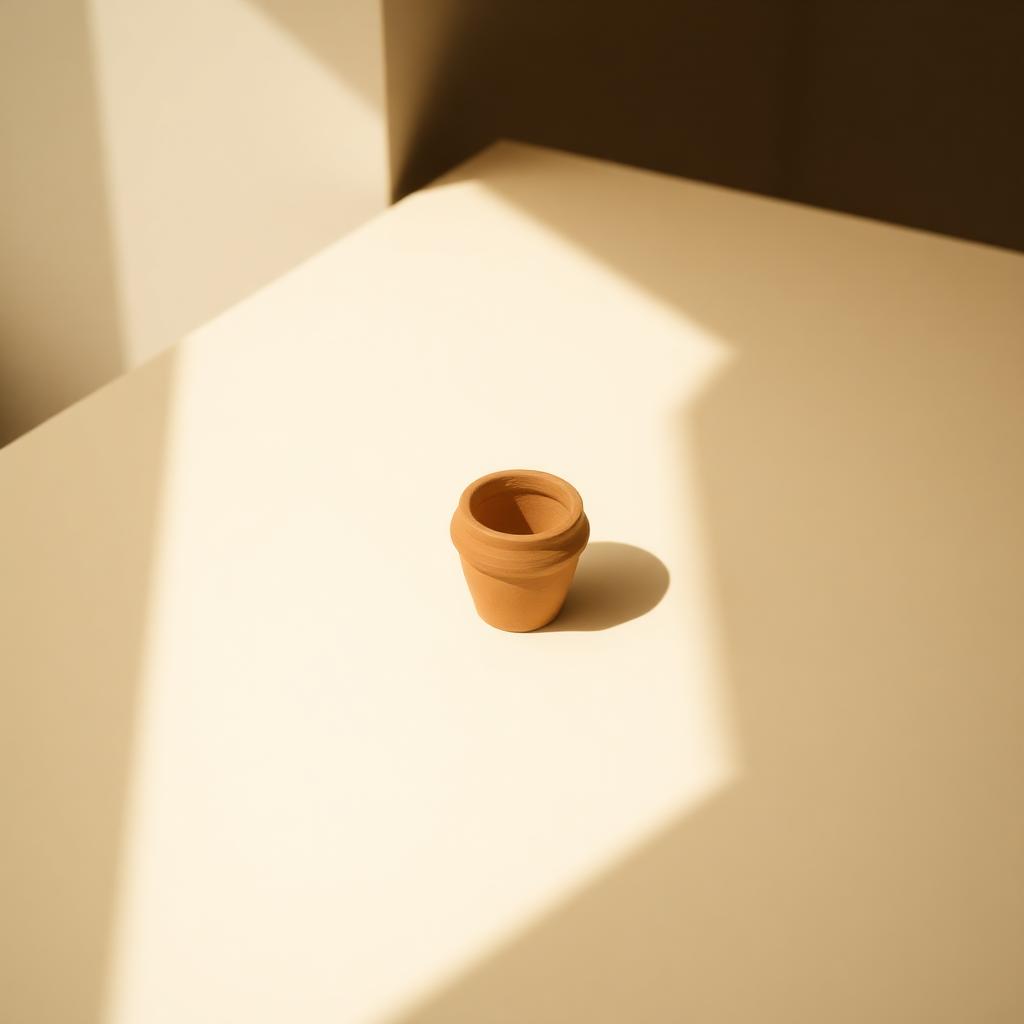 A single terracotta pot in soft window light, representing a clearly defined entity