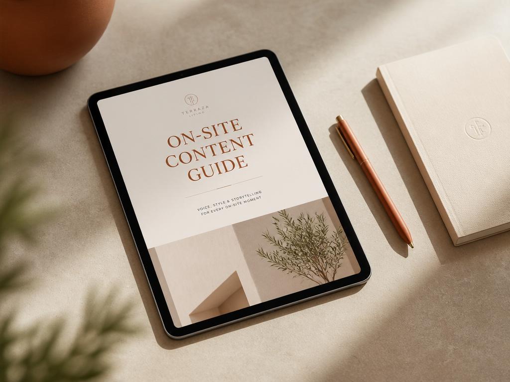 Open book and writing tools on a warm stone surface