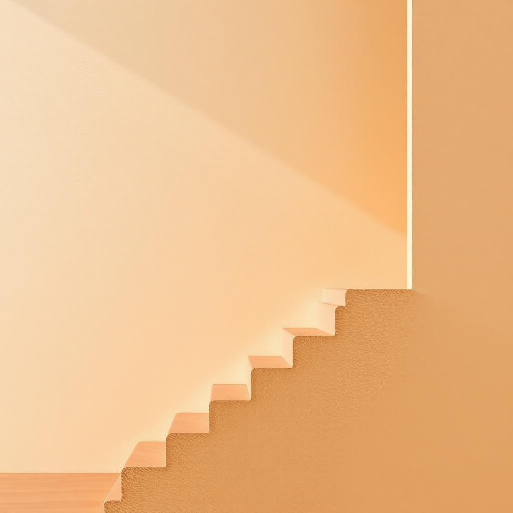 Minimal architectural staircase in warm terracotta tones rising up a cream wall, representing how to rank in ChatGPT
